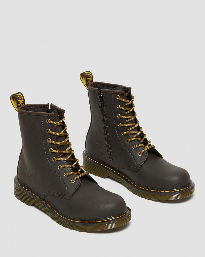 Dr Martens Youth 1460 Wildhorse Læder Snørestøvler Børn Mørkebrune | DK 716NWY